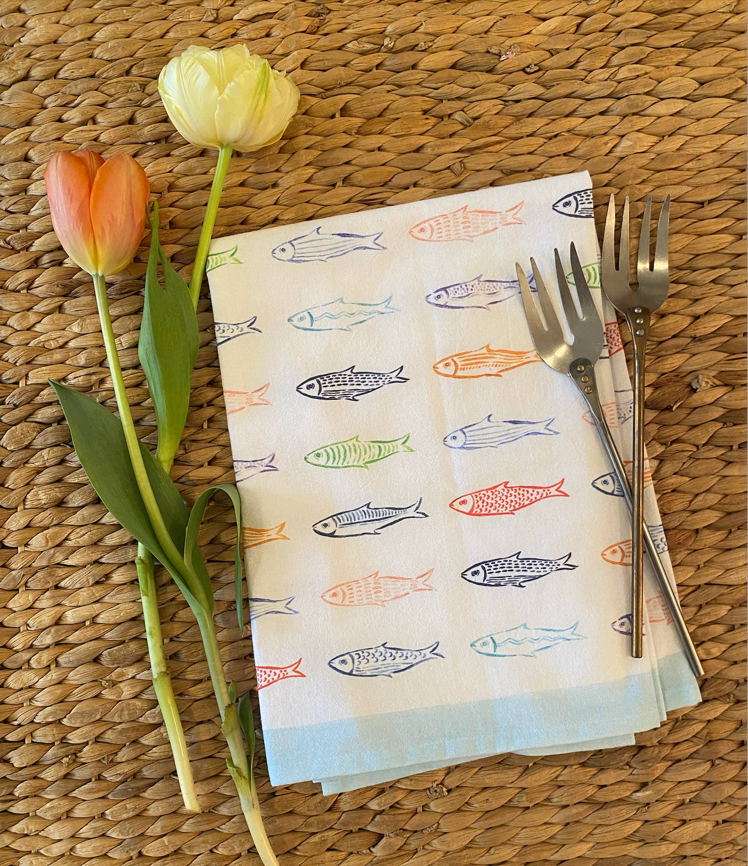 Independent Puppy - Wholesale Tea Towel - Rainbow Fish Tea Towel | 27 x 27"