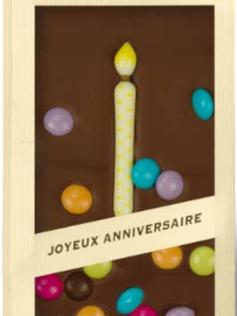 Comptoir du Cacao Milk chocolate bar w/ birthday candles for wholesale by French Feast