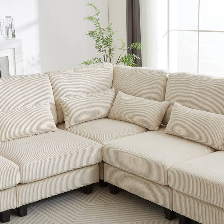 39F Inc. - Wholesale Sofa - Modular Corduroy L-Shaped Sectional Sofa with Storage,4Color21