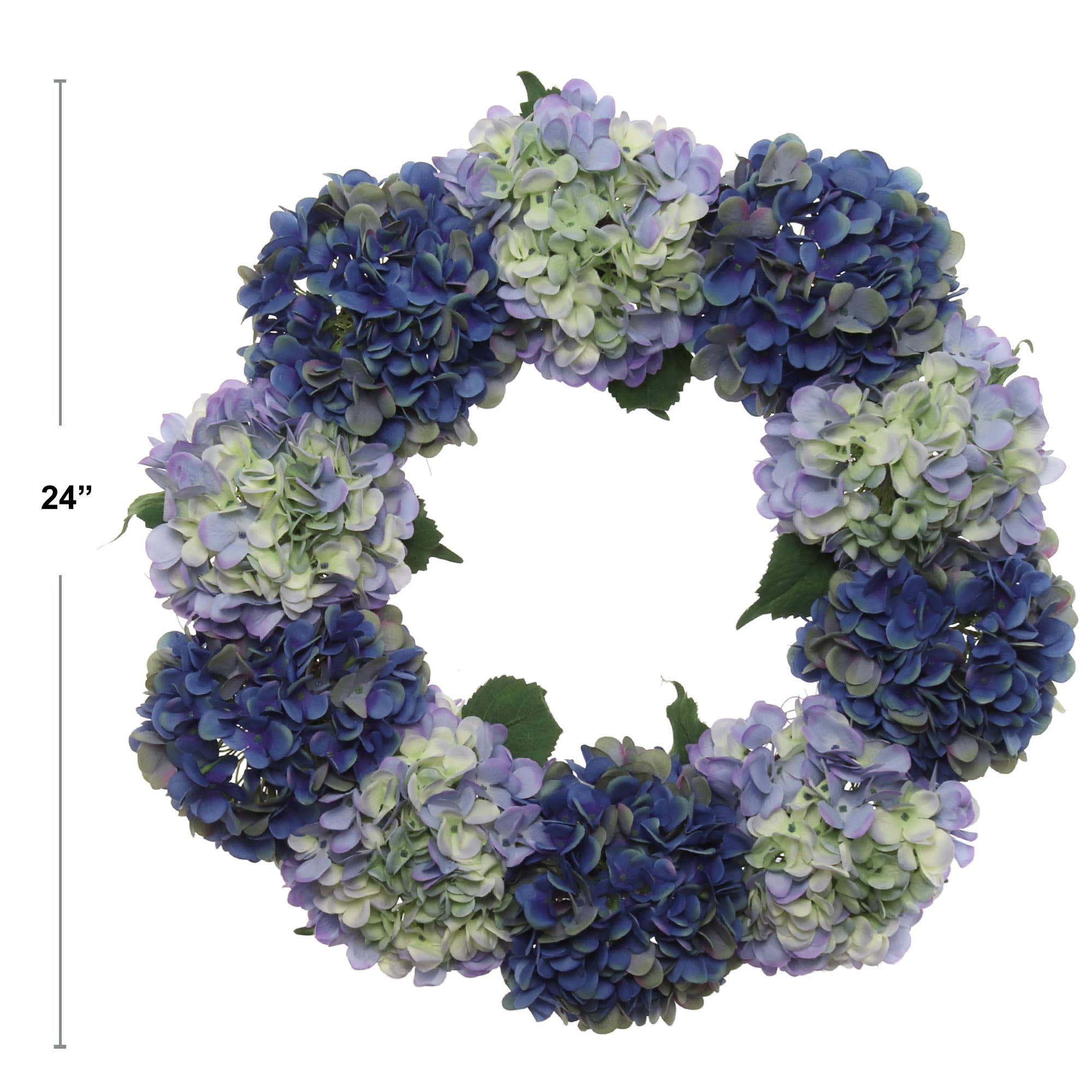 Larksilk - Wholesale Wreath - 24" Mixed Blue Hydrangea Wreath - Lifelike Floral Decor3
