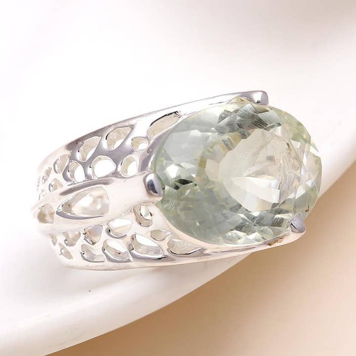 Bague en argent 925 avec améthyste verte pour la vente par AG 925 JEWELLERY