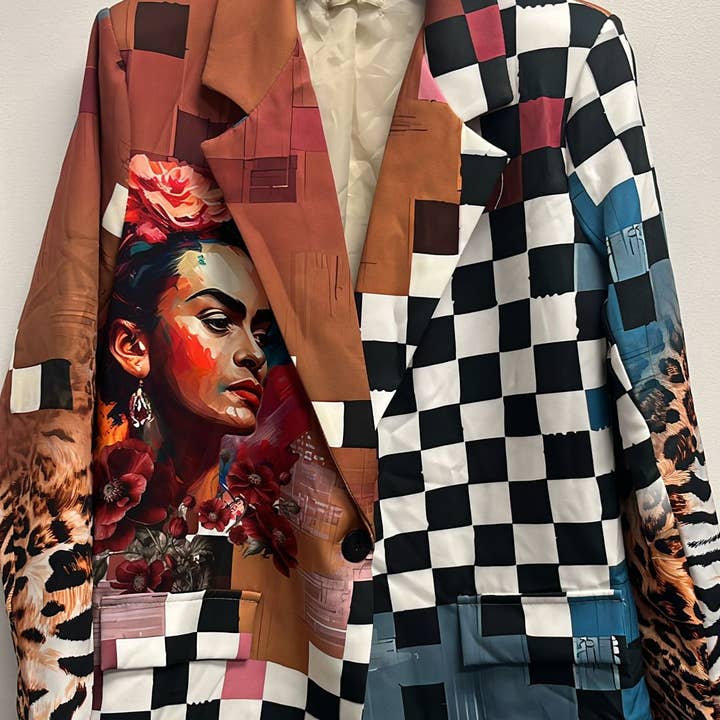 LUFR2 One Size Italiaanse Pop Art "FRIDA" Print Blazer LOOWIE voor wholesale door LOOWIE