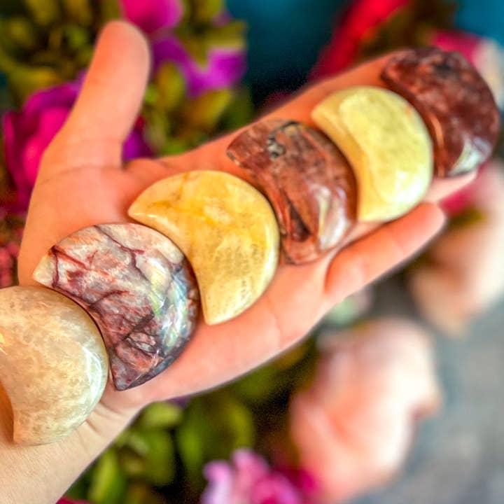 Mandala Gems - Wholesale Spiritual Stone/Crystal - Mixed Moonstone Crescent Moons, Metaphysical Crystal Moon