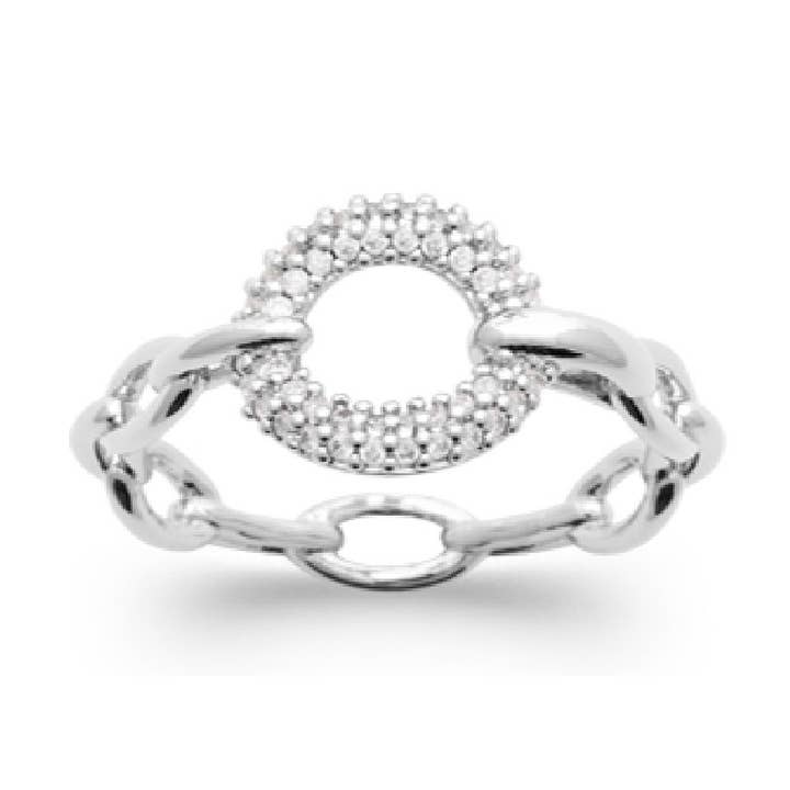 Oralie .925 Sterling Silver pläterad rodium ring kubisk för wholesale av Jewelry Private Label