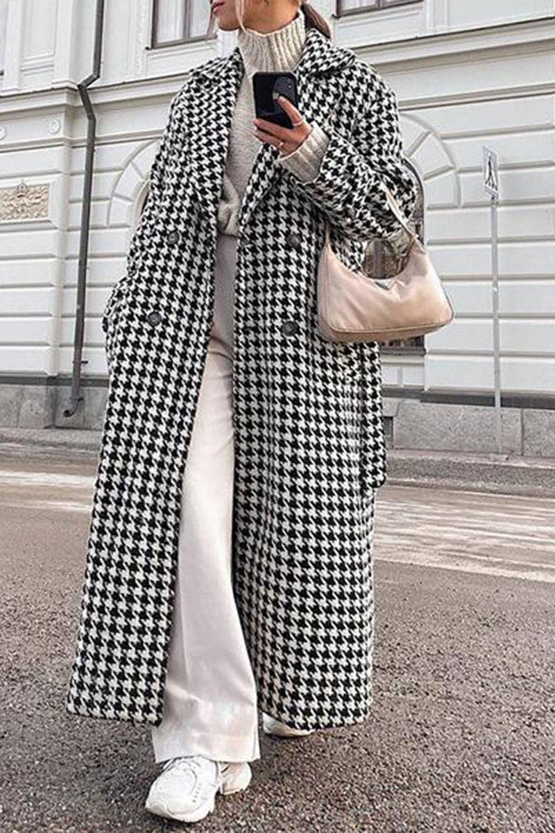 Mccolin - Wholesale Coat - Women's - Oversized Houndstooth Long Coat0
