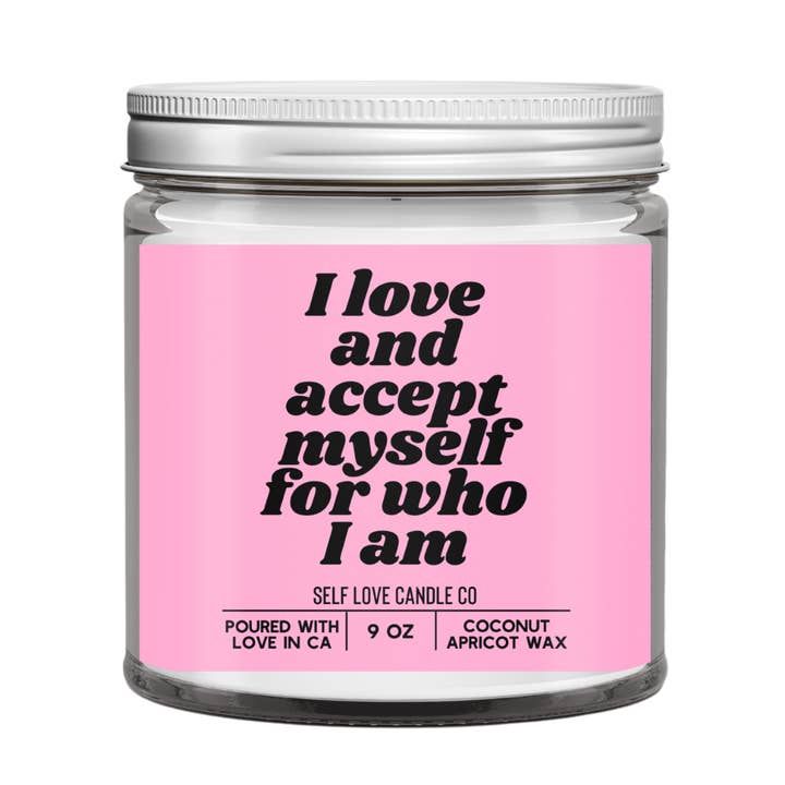 I Love And Accept Myself - vela de amor propio - cera de coco de 9 oz para venta al por mayor de Self Love Candle Co