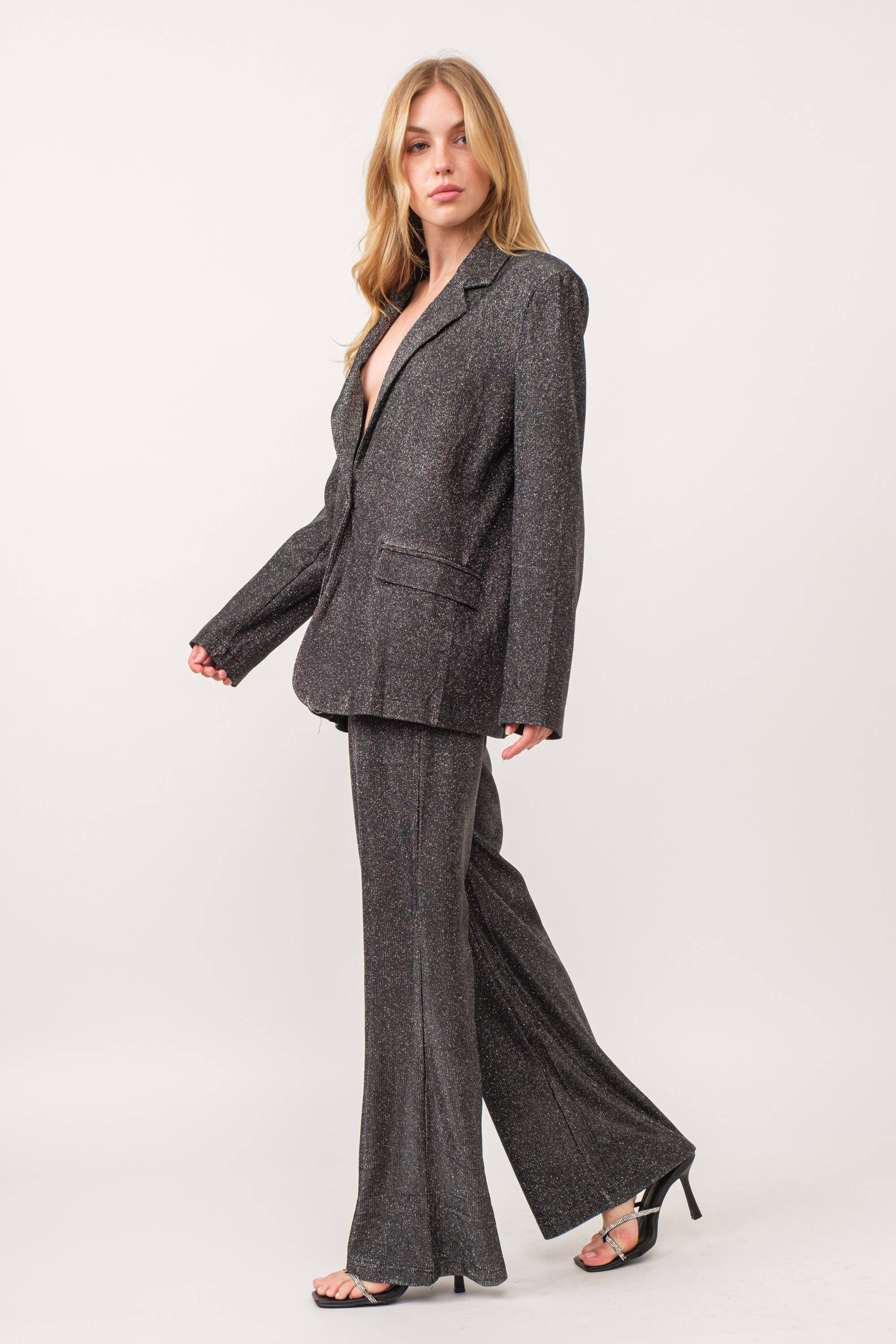 KIWI – Blazer - Mulher por atacado – IJ2892 Roupa Feminina Oversize Glitter Blazer14