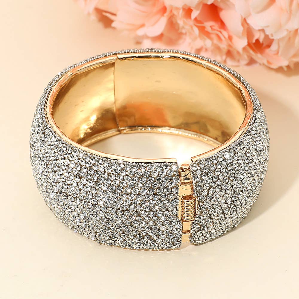 Sensibling Corp. - Venta al por mayor Brazalete - Brazalete de noche ancho con bisagras adornado con perlas y pedrería.5