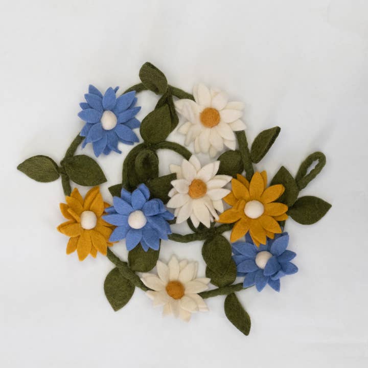 The Winding Road - Wholesale Bunting/Garland - Garland - Felt Flowers - Blue, White and Yellow4