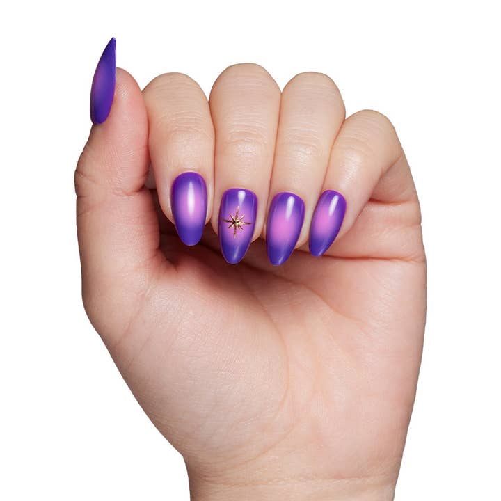 Glamnetic - Wholesale Press-On/Fake Nails - Tarot Press-On Nails | Purple Aura | Short Almond Length