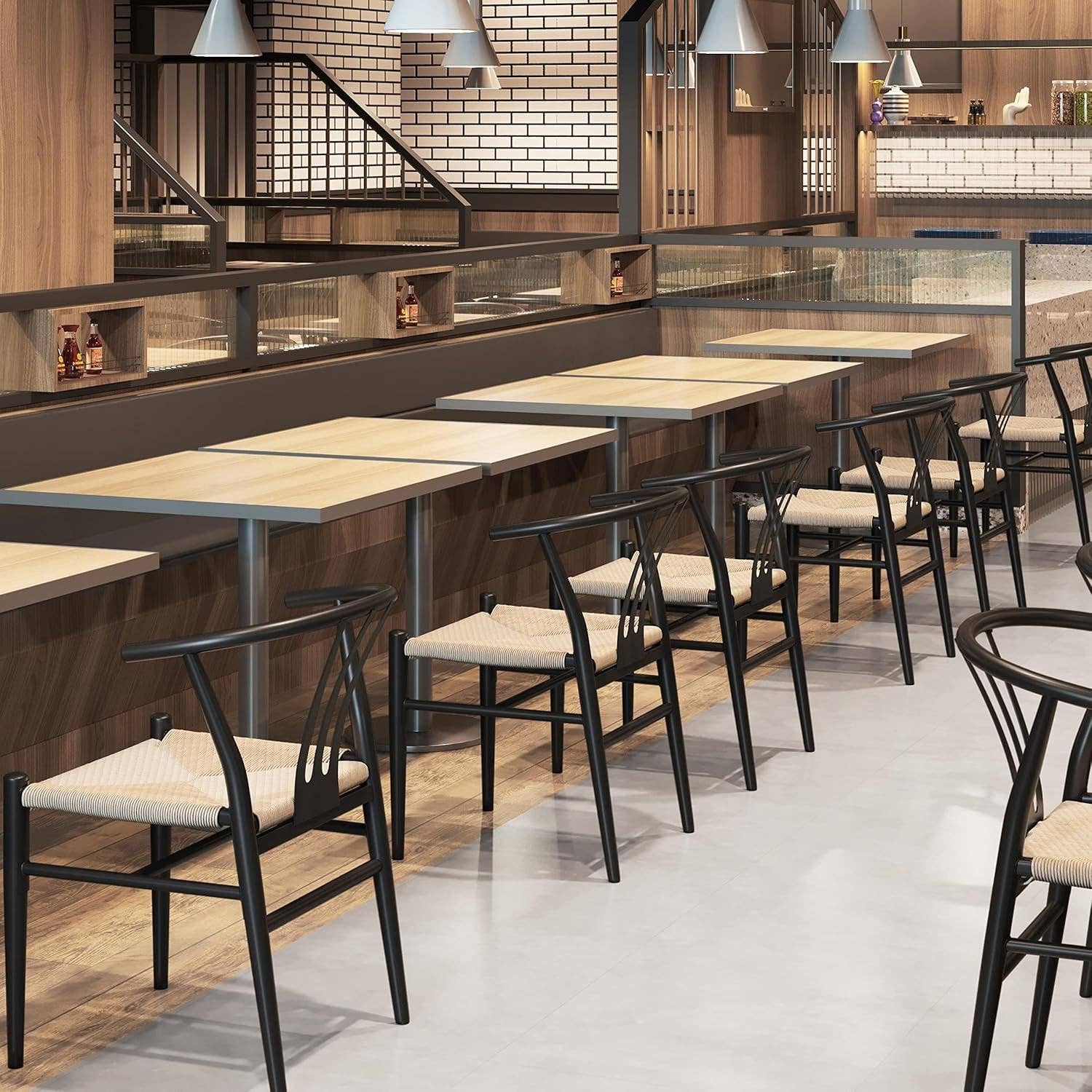 Black Rattan Weave Dining Chairs Set 2 Mid Century Modern for wholesale on Faire9