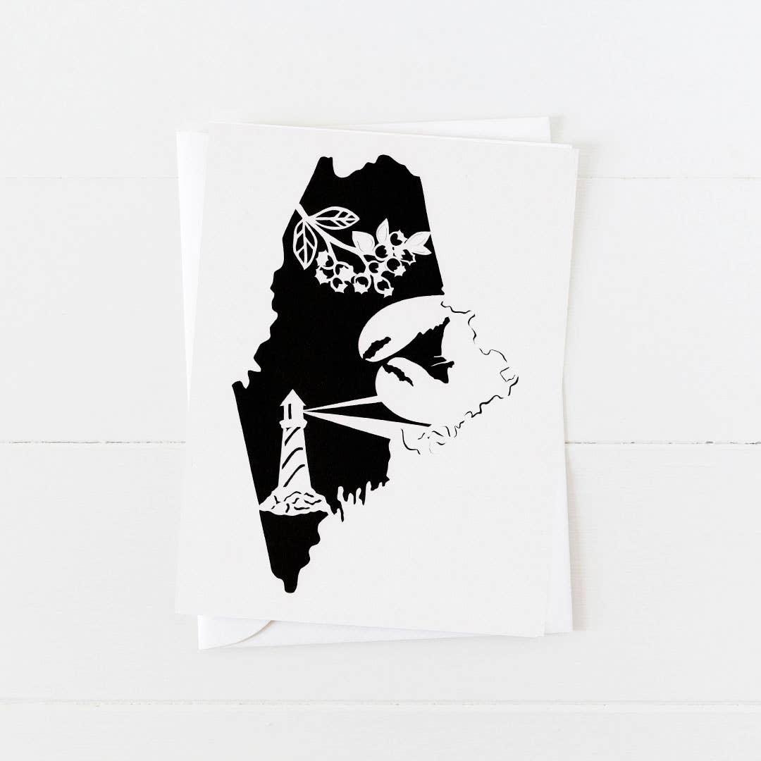 Squirrel Tacos Papercuts - Wholesale Everyday Greeting Card - Greeting Card - state series - Maine2