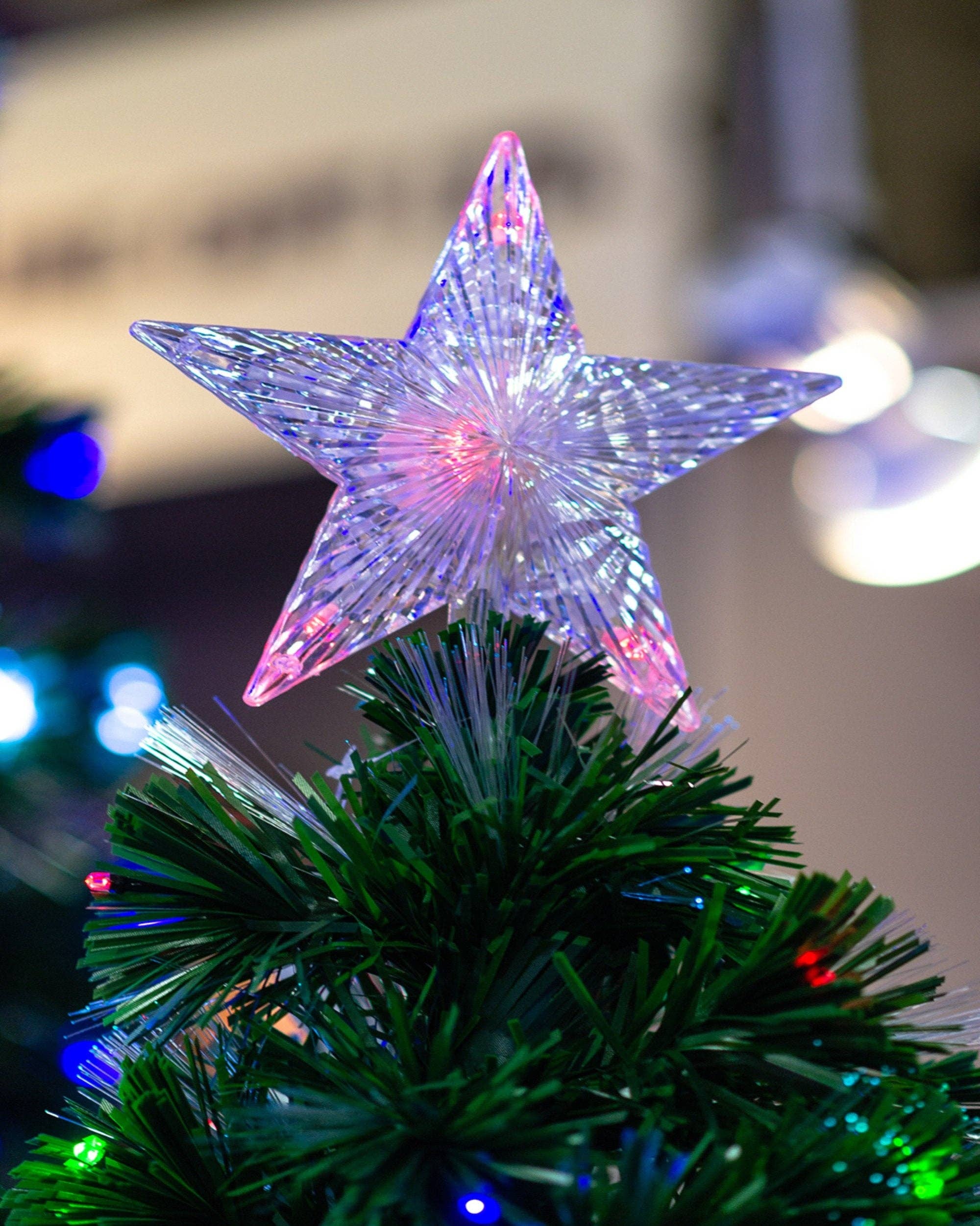 Hi-Line Gift Ltd. - Wholesale Artificial Christmas Tree - Christmas Tree Fiber Optic Multi-Colour Star Led8