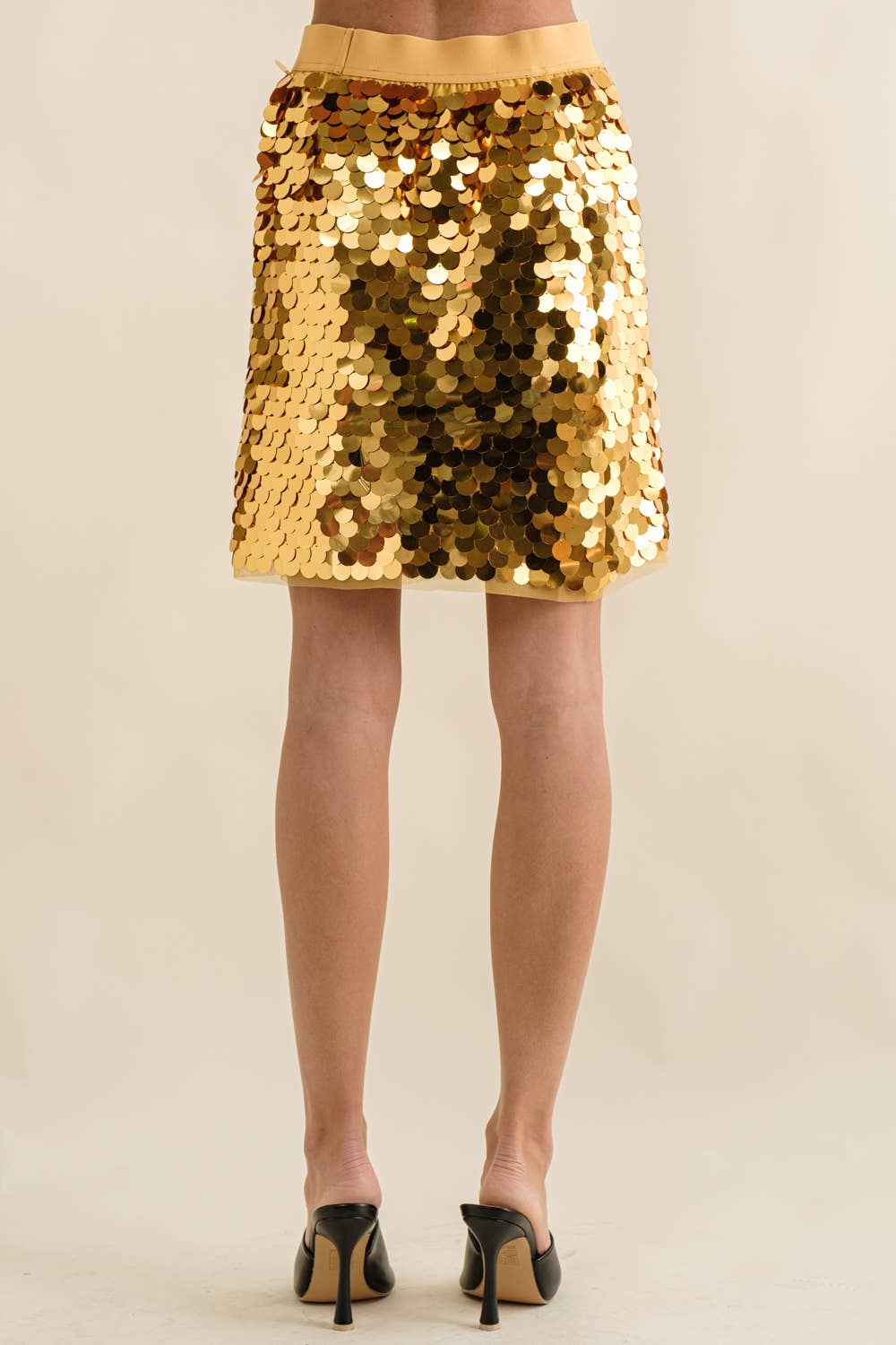 GOLD 32607S - Mirrored Disco Large Sequin Waist Mini Skirt for wholesale on Faire2