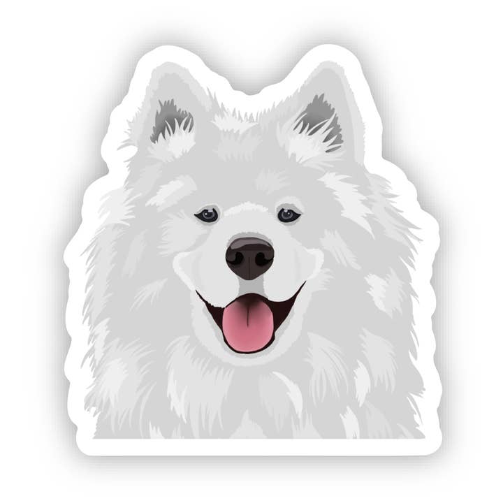 Samoyed Dog Hand-Drawn Vinyl Sticker for wholesale by Happy Sploot Designs