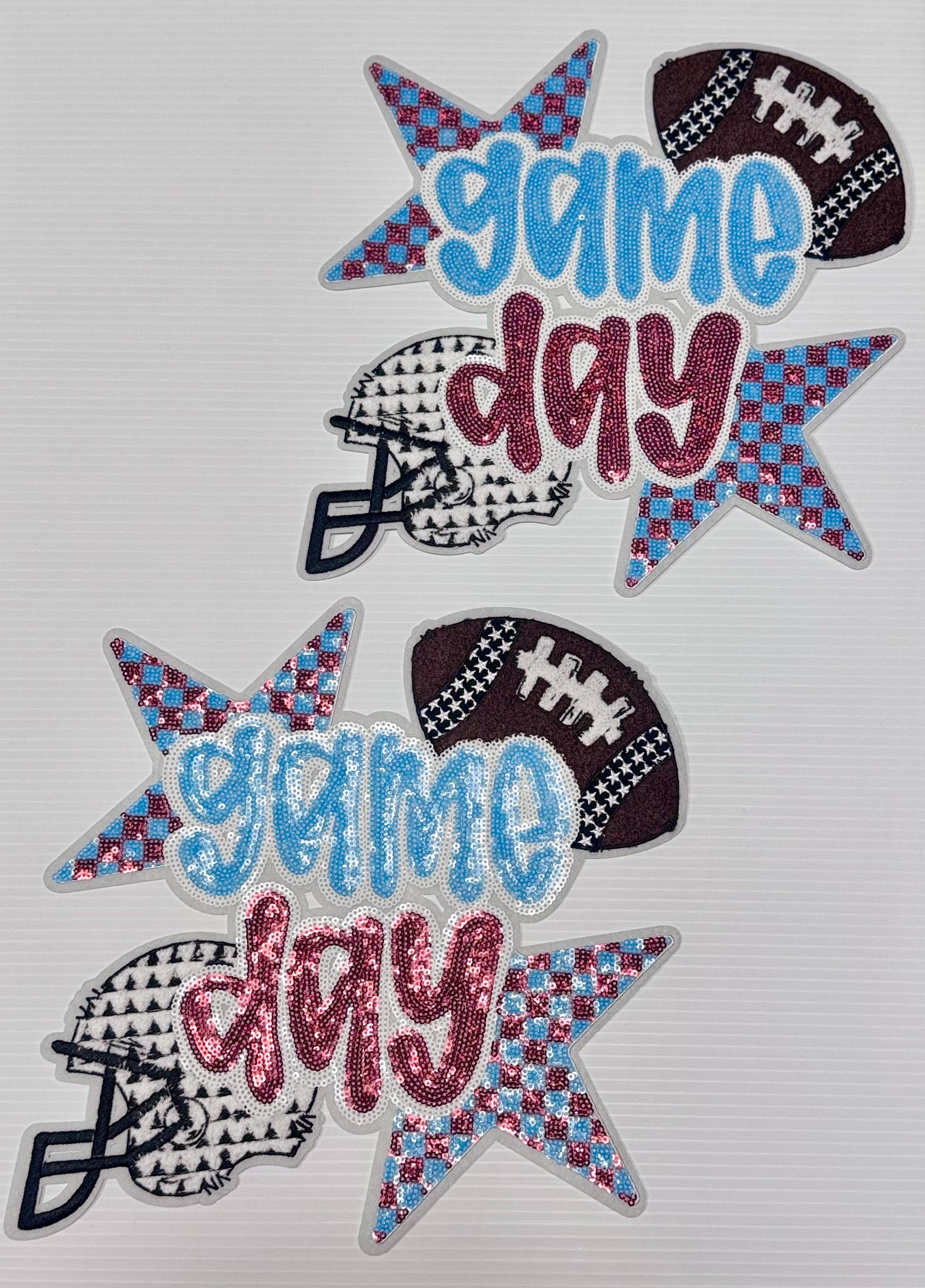 sequinandstiches - Vente Écusson - Patch jour de match, Patch 11, Patch de football, Patch rouge et bleu, Patch de football à sequins, Patch de sport, Patch à sequins, Patch thermocollant, DIY3