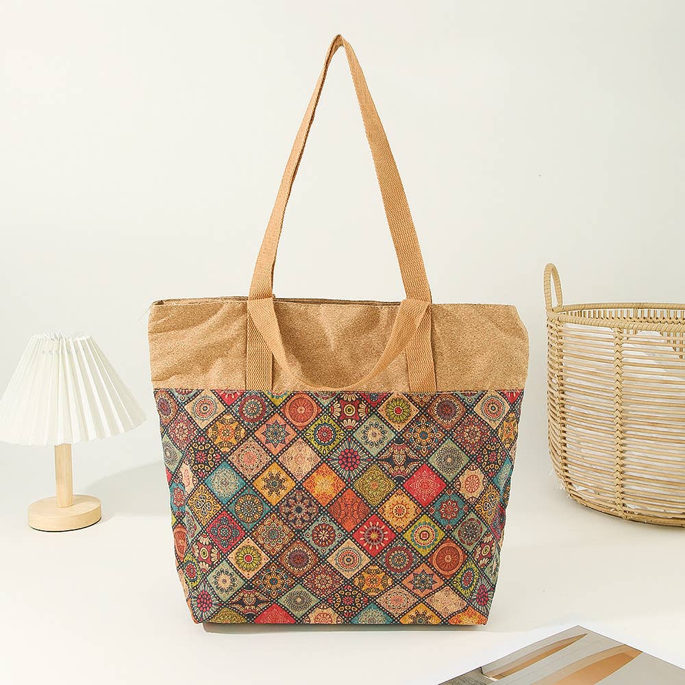 wandf - Wholesale Tote Bag - Women's - Printed Cork material Handbag Shoulder Bag Tote Bag7
