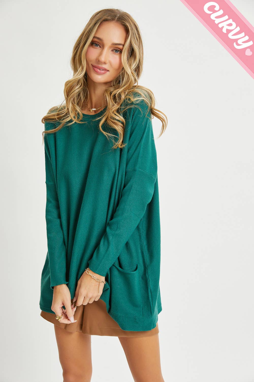 Sweet Lovely by Jen - Wholesale Tunic Sweater - Women's - FRONT POCKET OVERSIZE SWEATER PLUS SIZE63