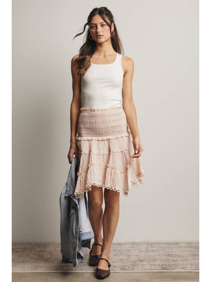 Forte - Wholesale Skirt - Women's - Smocked Ruffle Convertible Skirt/Top FSK000820