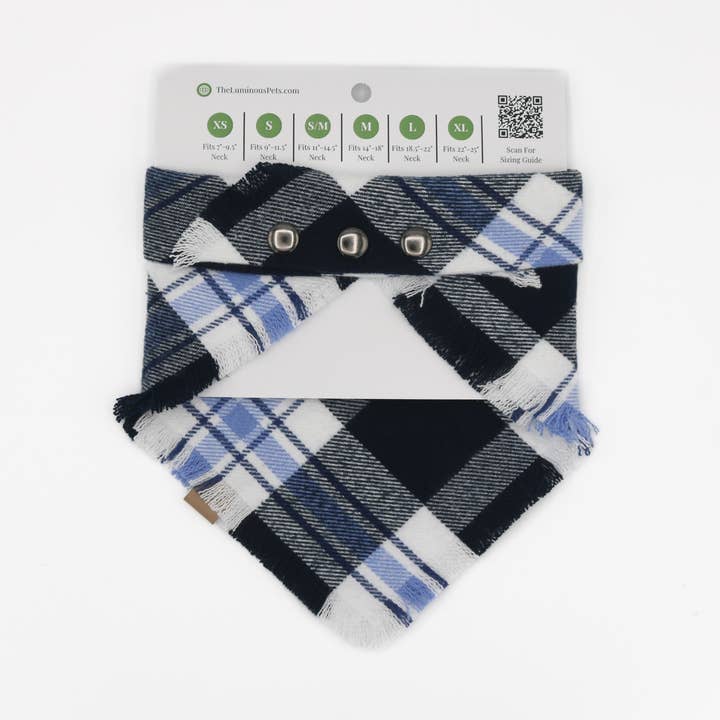 The Luminous Pets - Wholesale Pet Bandana - Dog - Blue/White Plaid Bandana | Cat& Dog Bandana | Adjustable