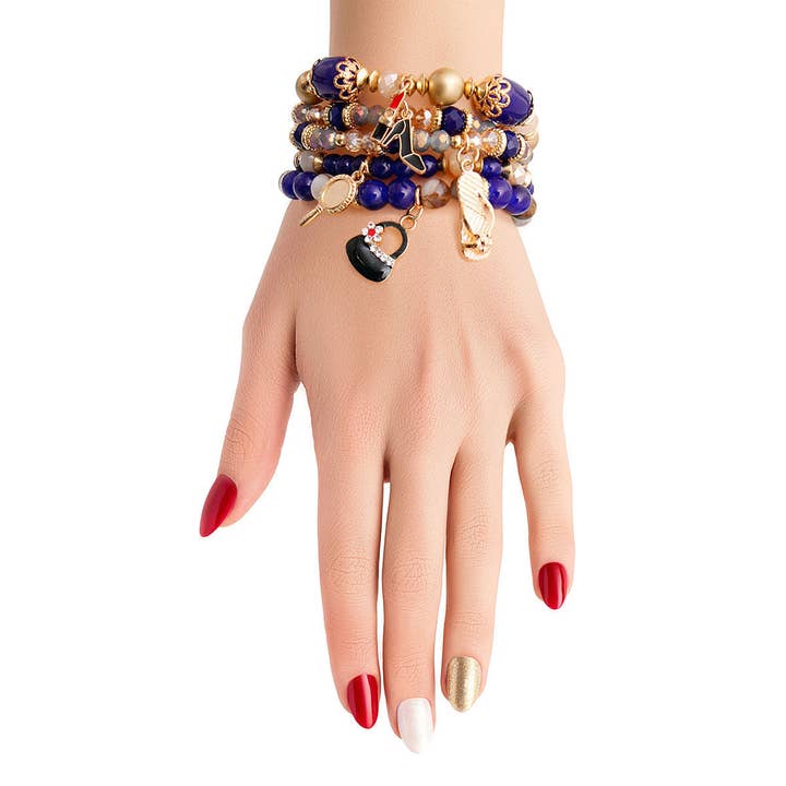 Blue Bead Fashion Charm Bracelets for wholesale by PinktownUSA