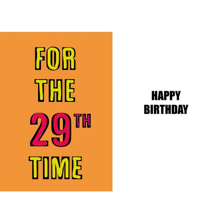Lustige Geburtstagskarte zum 29. mit witzigem Humor für den Großhandel von Duggoons Greeting Cards