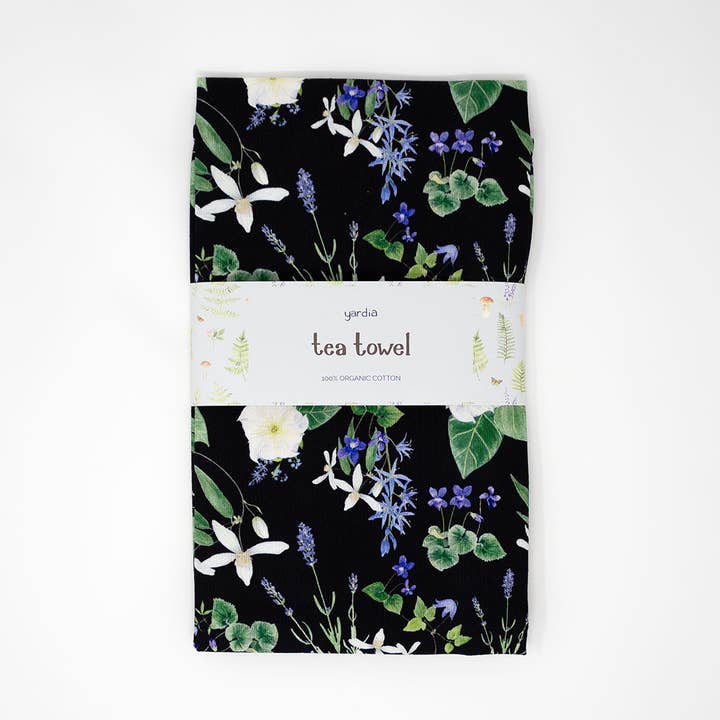Yardia - Wholesale Tea Towel - Night Garden Tea Towel - Organic Cotton Towel0