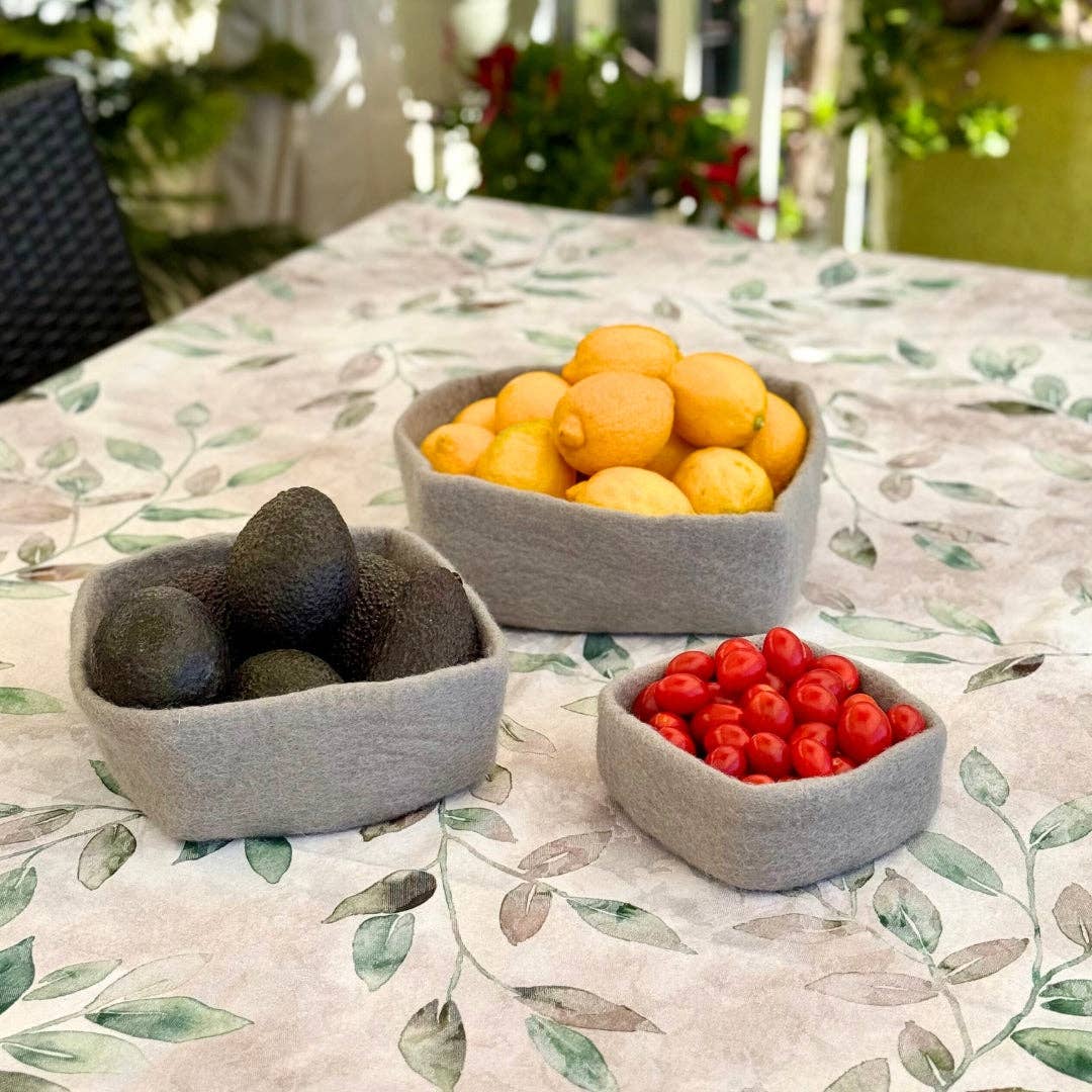 Humble Hilo - Venta al por mayor Bandejas/platos/boles decorativos - Humble Hilo Cuencos de Fieltro Hechos a Mano, Juego de 3 Cuadrados10