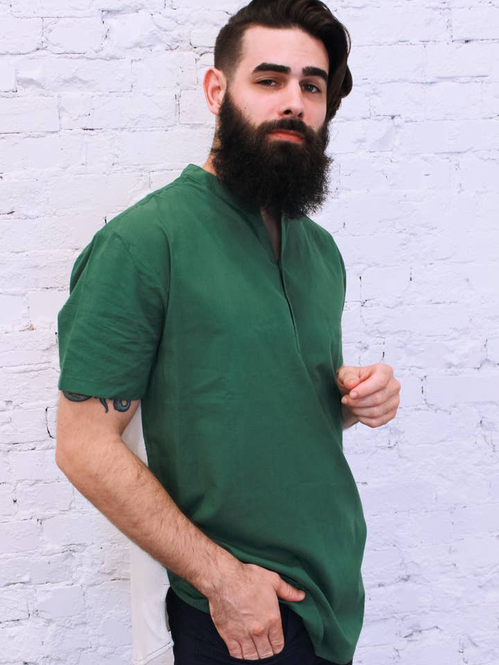 Tune Men's T-Shirt Short-Sleeve Henley with Wooden Buttons for wholesale by Am.A-Line Collections LLC