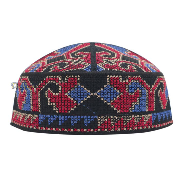Colorful Haji Alay Motif Embroidery Pakistani Topi Kufi Hat for wholesale by IndoMode