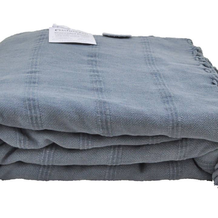InfuseZen - Wholesale Throw Blanket - XL Stonewashed Cotton Turkish Throw Blanket in Denim
6