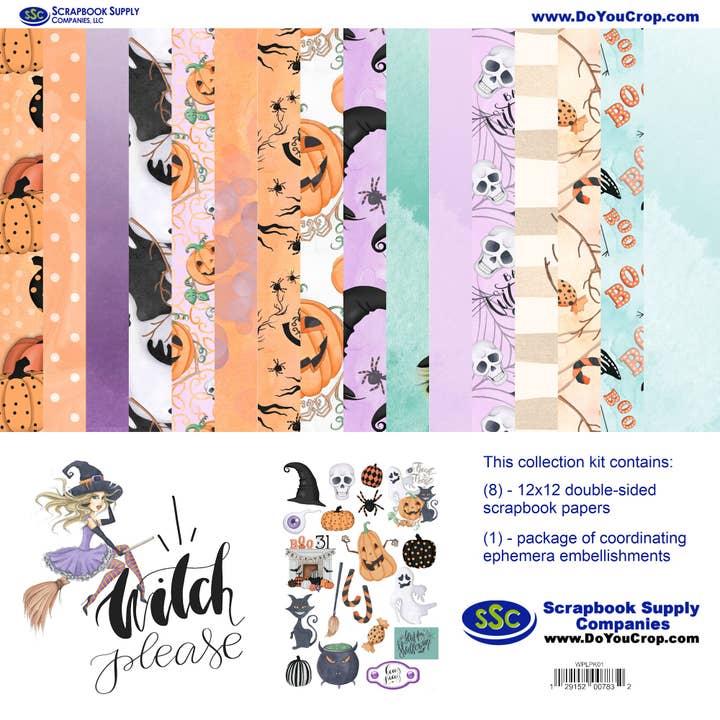 Witch, Please! 12 x 12 Scrapbook Paper & Embellishment Kit by SSC Designs - 3 Kits for wholesale by SSC Wholesale