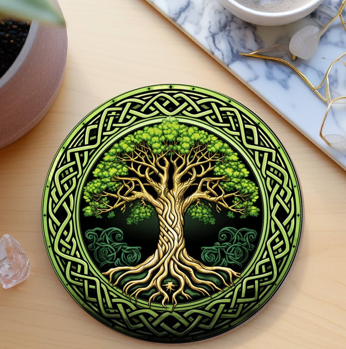 Fernville Creations - Wholesale Coasters - Celtic Tree of Life Ceramic Coaster with Cork Back8