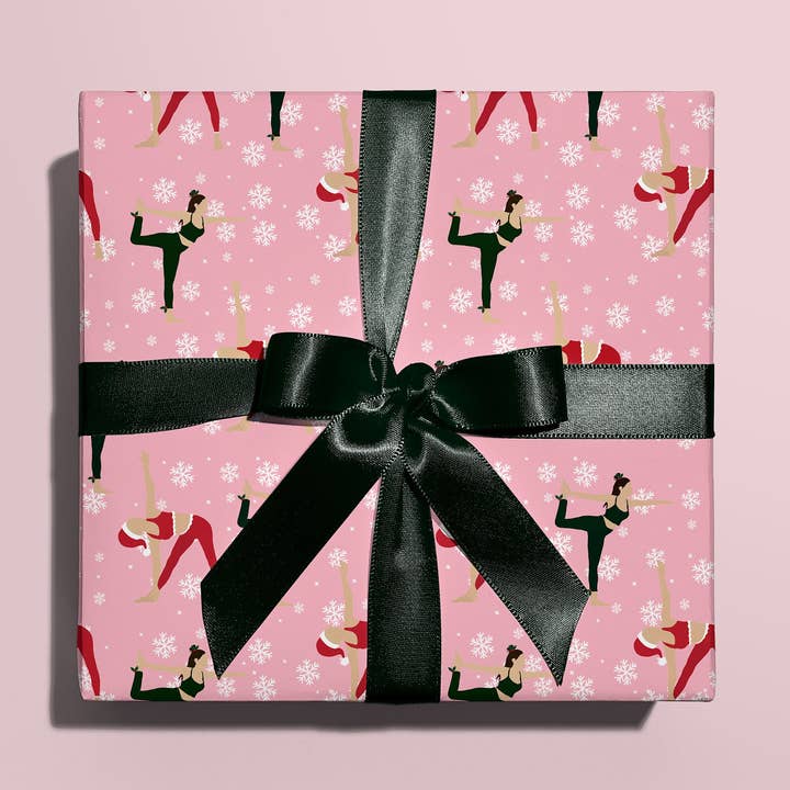 Carta da regalo natalizia Yoga | Confezione regalo Festive Yoga Pose per la vendita all'ingrosso da parte di Moody Cow Studio