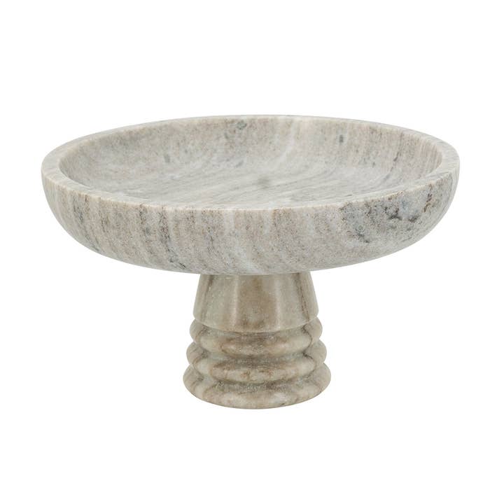 Ribbed Marble Pedestal Bowl for wholesale by Decorium Living