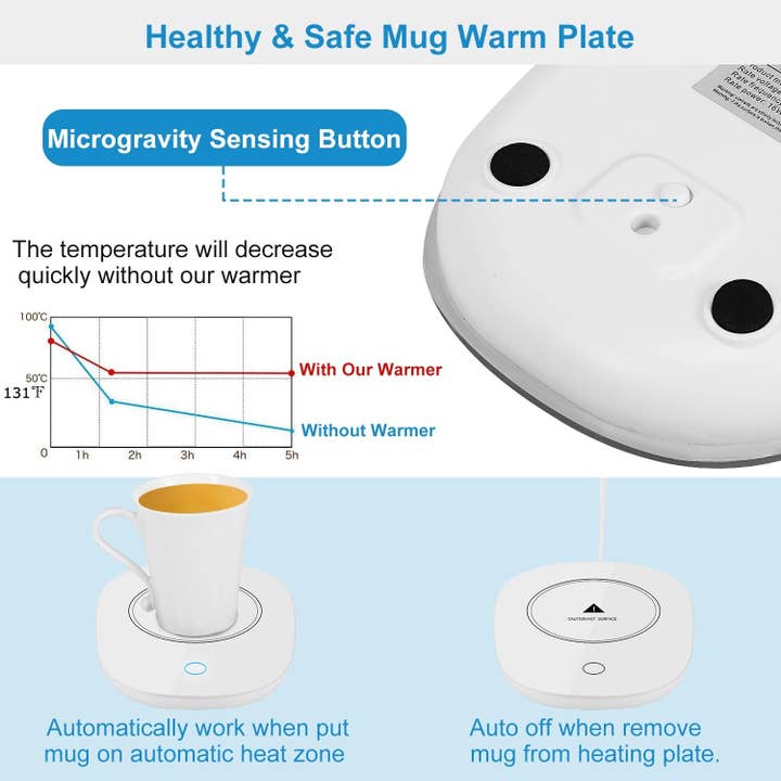 White Coffee Mug Warmer Cup Warmer Auto Shut Off Coffee Tea Milk Electric Heater Pad Office Home Desk Coffee Mug Warmer for wholesale on Faire2