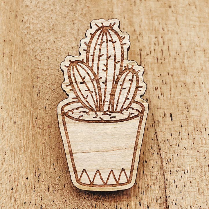 Tree Cactus Wooden Pin for wholesale by The Wooden Pin