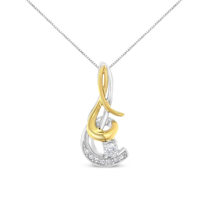 10k Gold 1/10 Ct Tdw Diamond Spiral Pendant Necklace for wholesale by Infinite Jewels