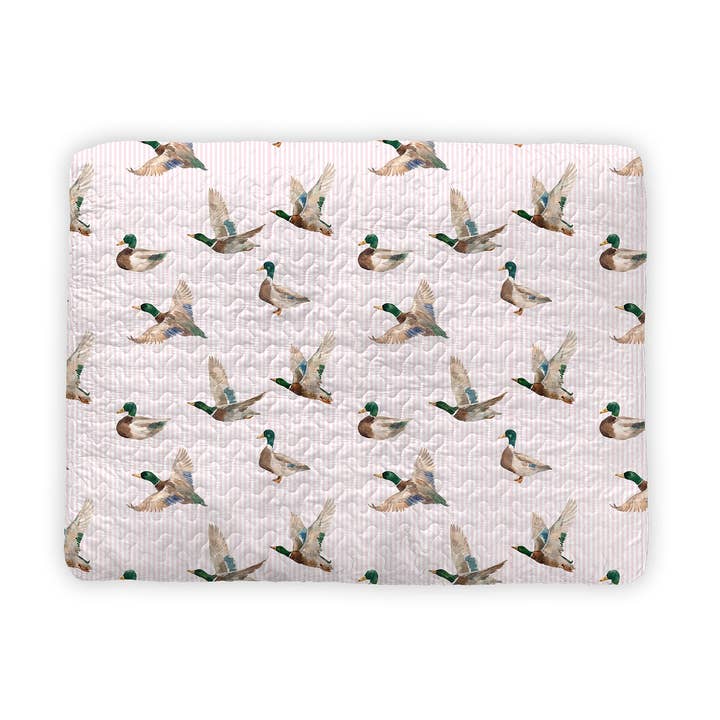 Mallory Ducks Pink Quilted Pet Bed for wholesale by Ida Mae Home