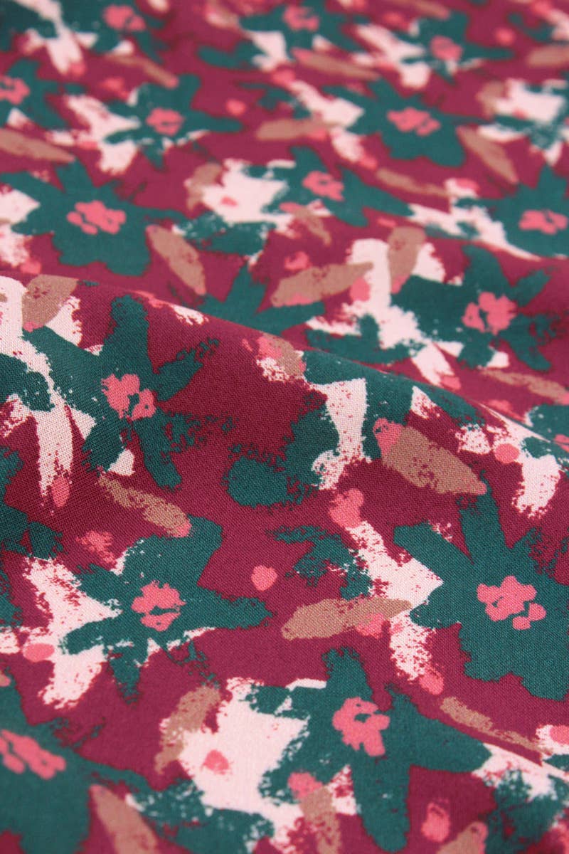 Eglantine et Zoé – Großhandel Stoff – Edel Brick Red Viskose-Stoff mit Blumemuster8