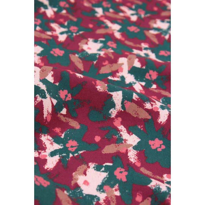 Eglantine et Zoé – Großhandel Stoff – Edel Brick Red Viskose-Stoff mit Blumemuster8