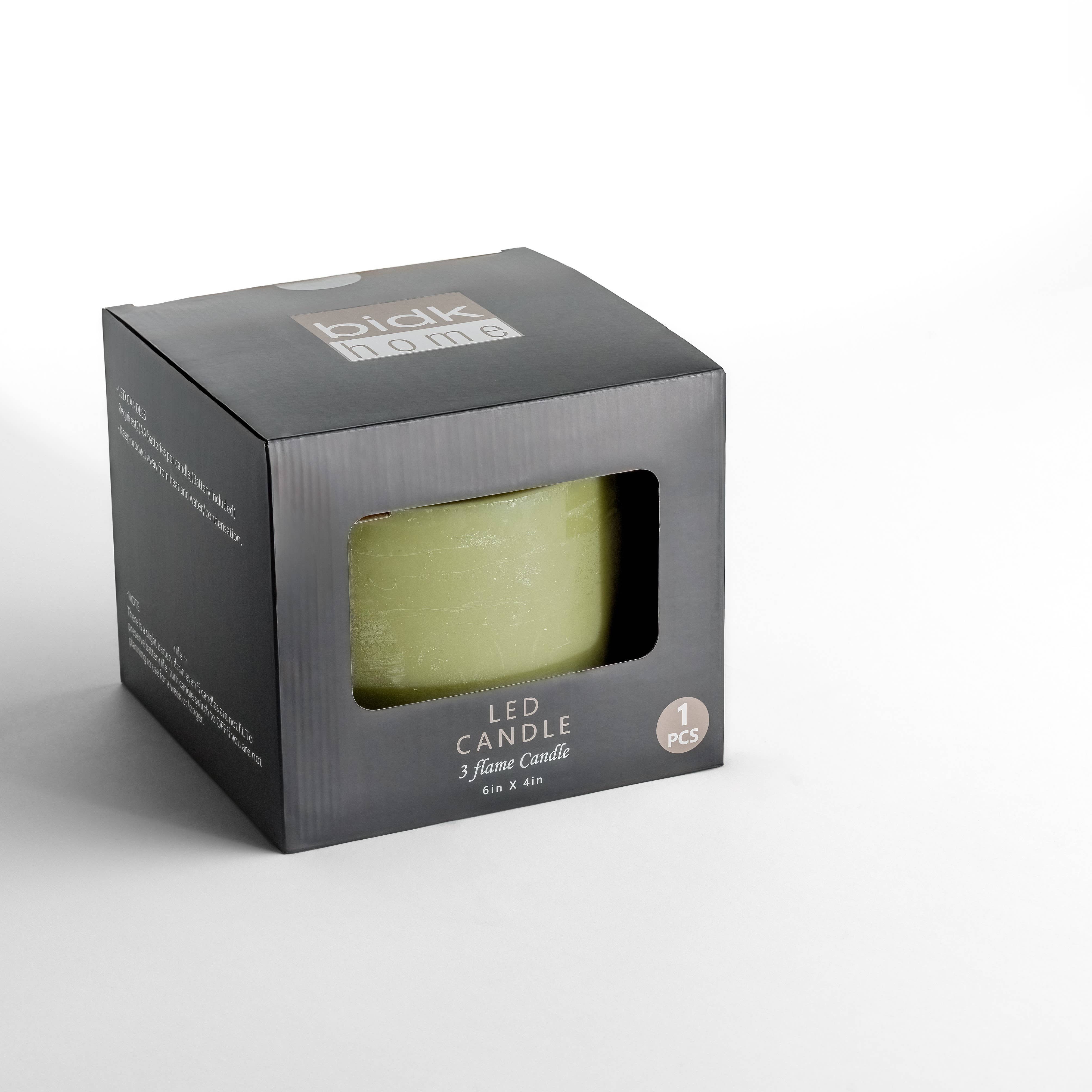 3 wick Small Green Flameless Candle for wholesale on Faire2