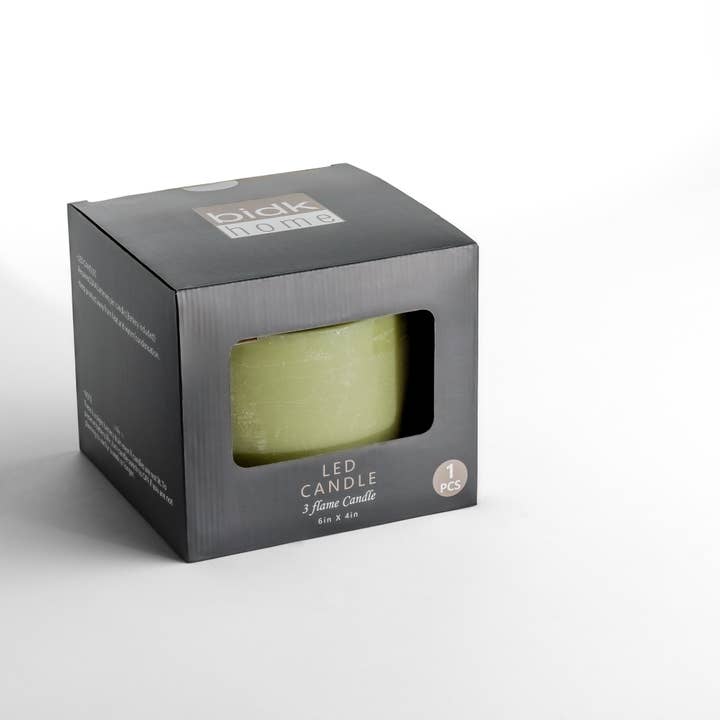 3 wick Small Green Flameless Candle for wholesale on Faire2