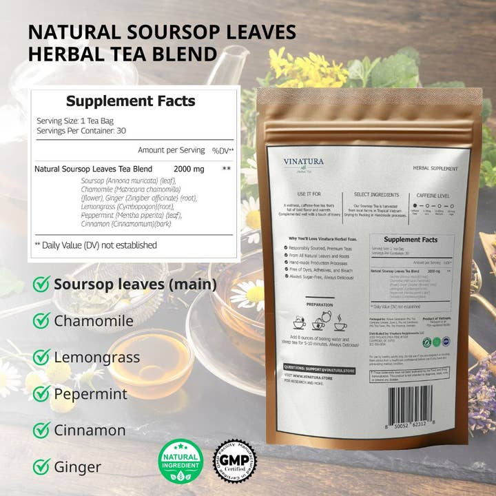 VINATURA SUPPLEMENTS - Wholesale Health/Detox Tea - Soursop Leaves Tea - Herbal Tea1