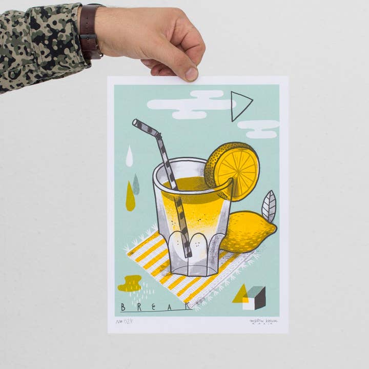 Pochoir « Limonade au citron » DINA4 (21 x 29,7 cm) pour la vente par Martin Krusche Illustration