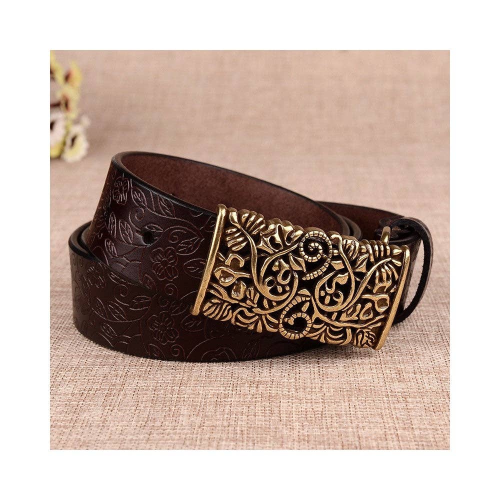 Sheer Trend - Wholesale Belt - Women's - Cowhide Genuine Leather Retro Fashion Belt1