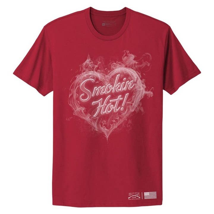 Grunt Style - Wholesale Screen Printed T-Shirt - Women's - Women's Smokin' Hot Boyfriend Fit T-Shirt - Red1