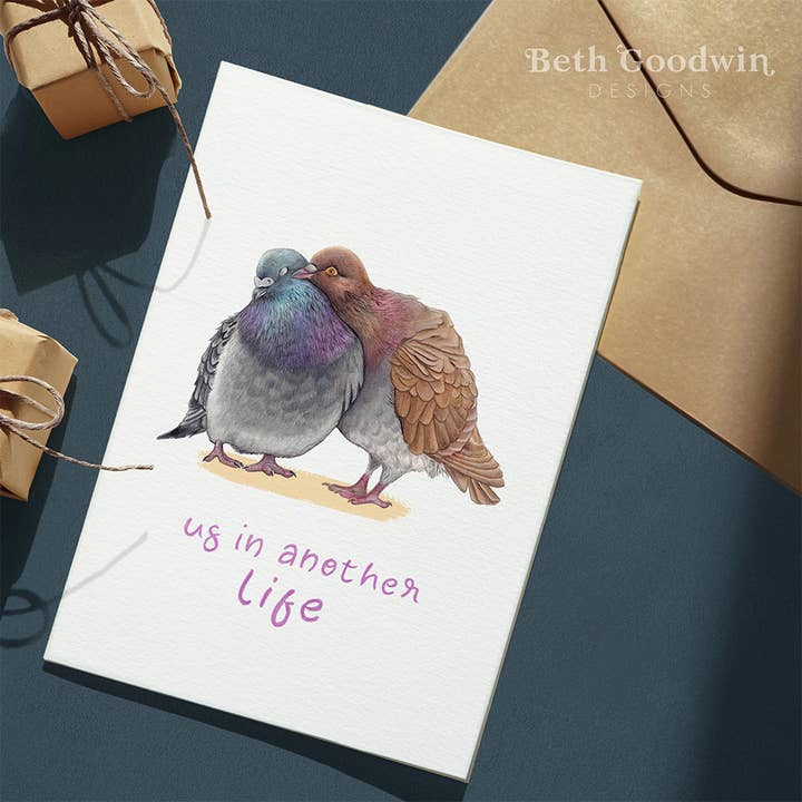 Romantic Pigeon Card | Bird Anniversary Card | Wedding Card for wholesale by Beth Goodwin Designs
