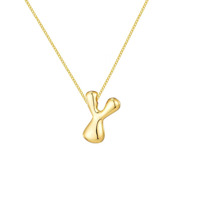 AMORINO SRL - Wholesale Pendant/Charm Necklace - LARGE BUBBLE INITIAL NECKLACE - JN24512B89GOLD20