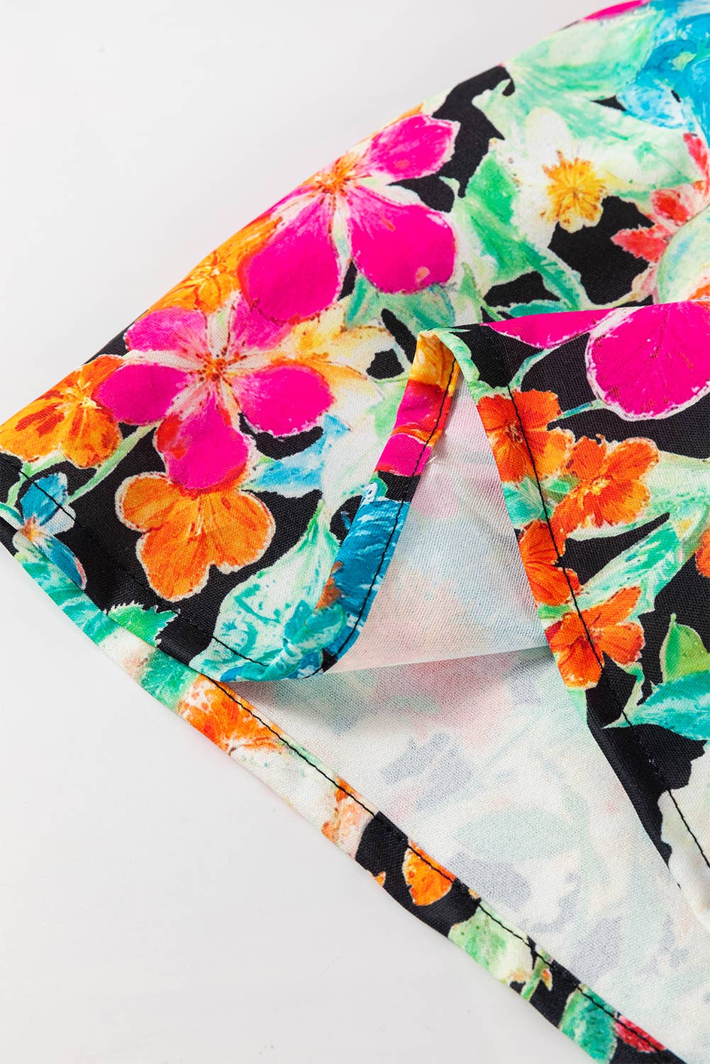 Multicolor Floral Print Bubble Sleeve V Neck Ruffled Blouse for wholesale on Faire6